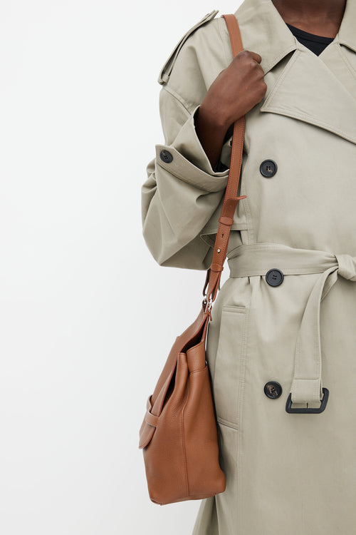 The Row Brown Leather Flap Shoulder Bag