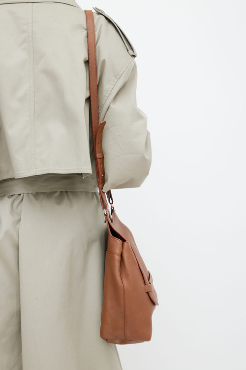 The Row Brown Leather Flap Shoulder Bag