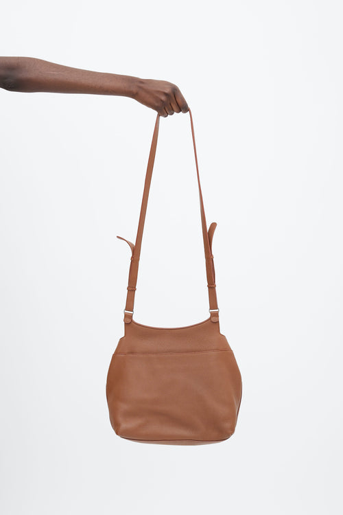 The Row Brown Leather Flap Shoulder Bag