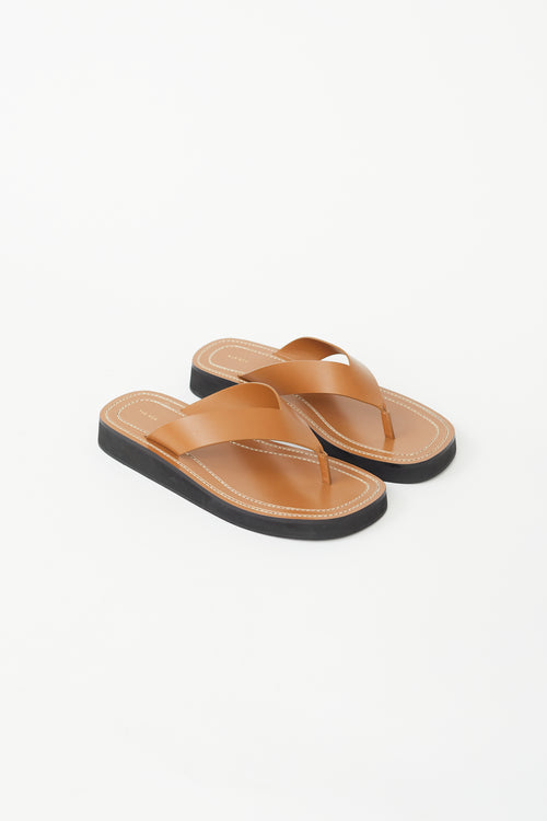 The Row Brown Leather Ginza Sandal