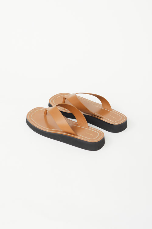 The Row Brown Leather Ginza Sandal