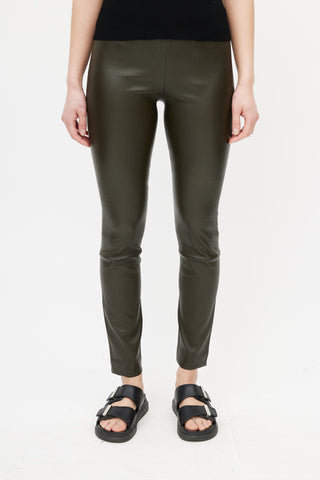 The Row Dark Green Leather Legging