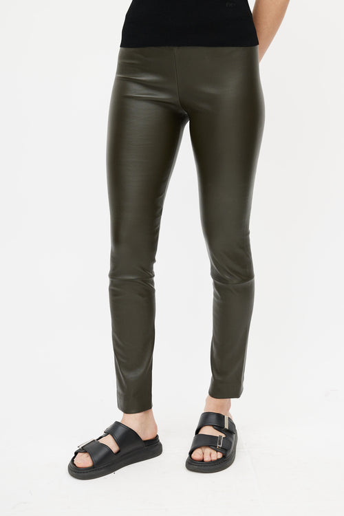 The Row Dark Green Leather Legging