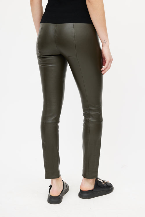 The Row Dark Green Leather Legging