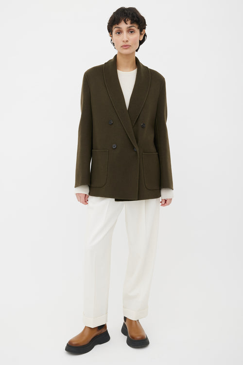 The Row Green Cashmere Two Pocket Jacket