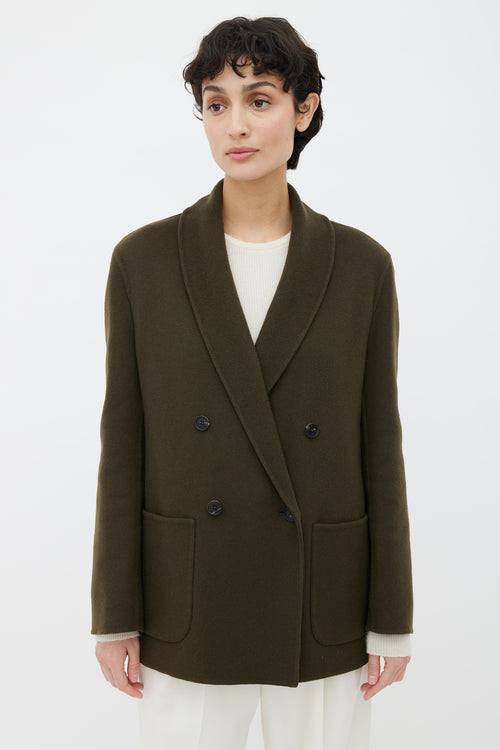 The Row Green Cashmere Two Pocket Jacket