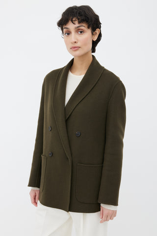 The Row Green Cashmere Two Pocket Jacket