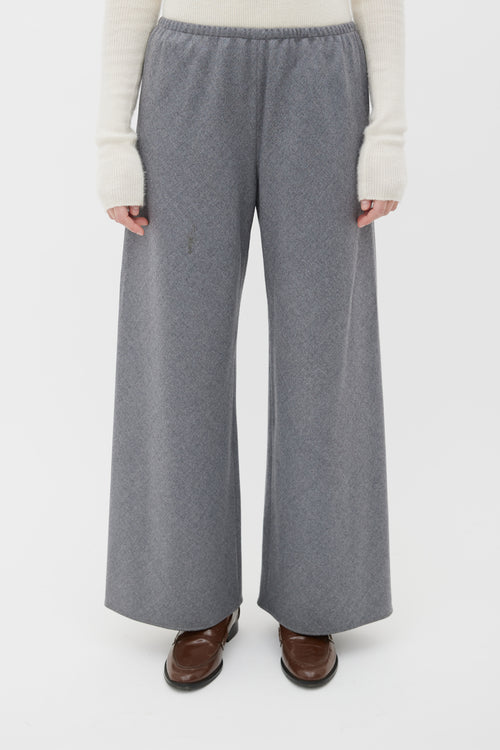 The Row Grey Wool Elasticized Waistband Trouser