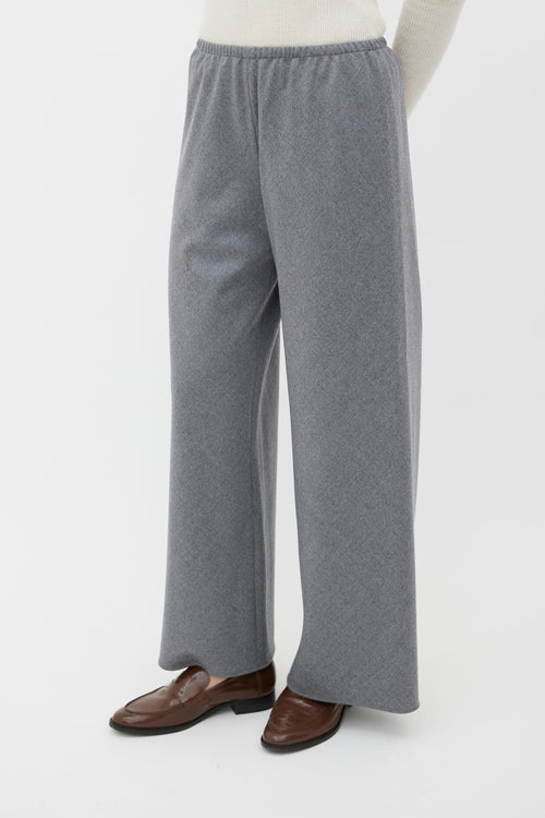 The Row Grey Wool Elasticized Waistband Trouser