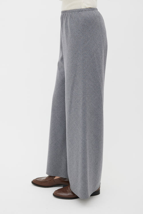 The Row Grey Wool Elasticized Waistband Trouser