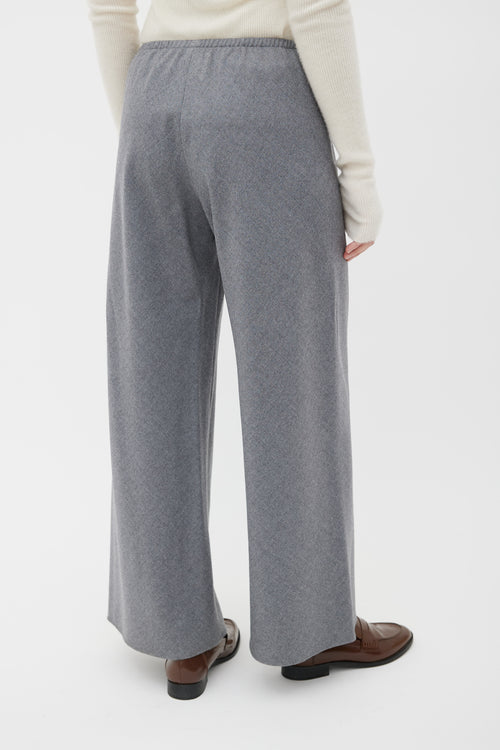 The Row Grey Wool Elasticized Waistband Trouser