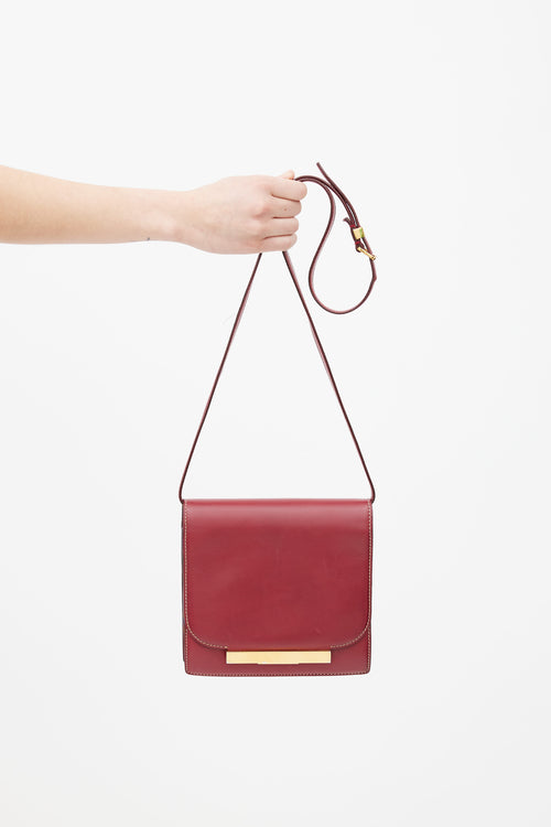 The Row Red Leather Classic Flap Shoulder Bag