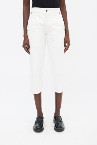 The Row White Cotton Straight Crop Pant