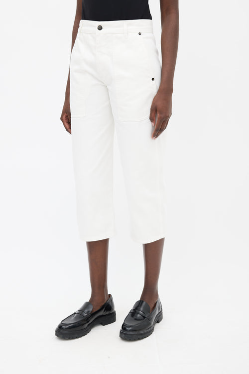 The Row White Cotton Straight Crop Pant