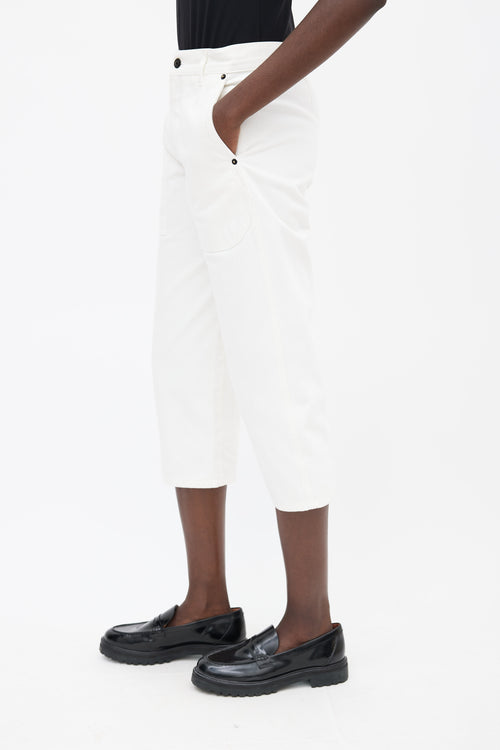 The Row White Cotton Straight Crop Pant