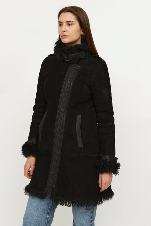 Theory Black Shearling Coat