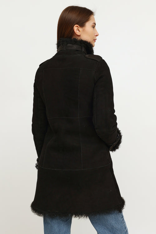 Theory Black Shearling Coat