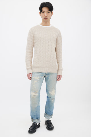 Thom Browne Beige Zig-Zag Knit Sweater