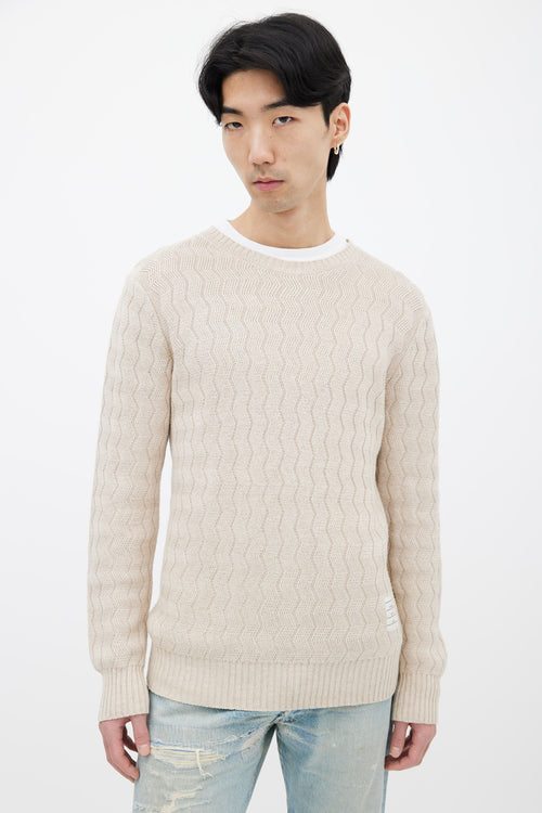 Thom Browne Beige Zig-Zag Knit Sweater