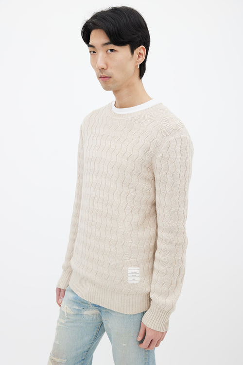 Thom Browne Beige Zig-Zag Knit Sweater