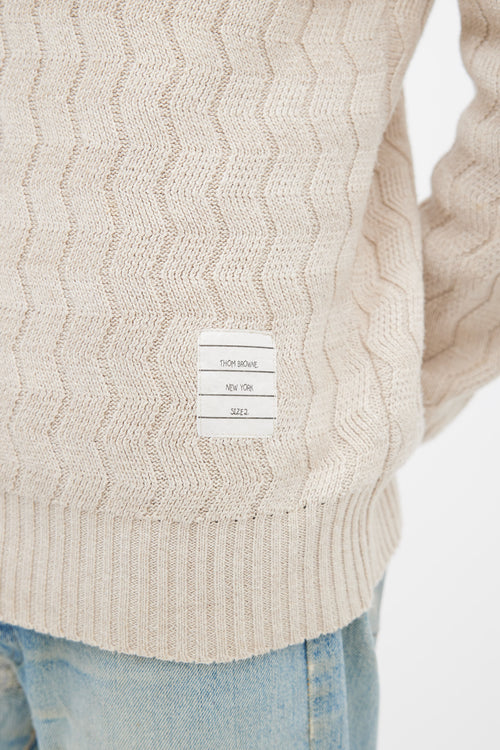 Thom Browne Beige Zig-Zag Knit Sweater