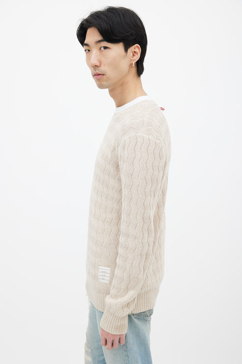 Thom Browne Beige Zig-Zag Knit Sweater