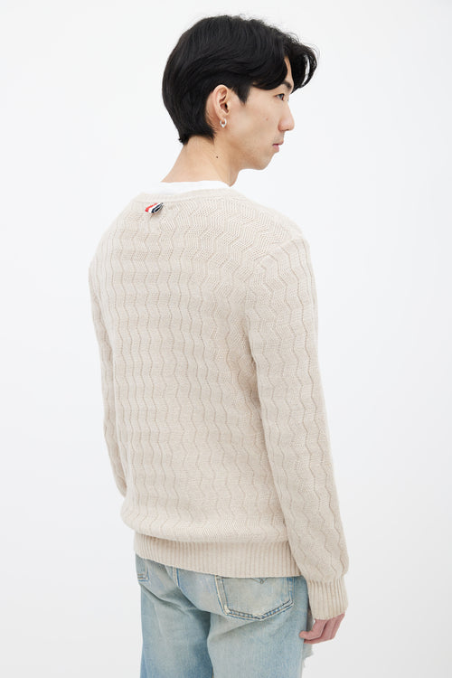 Thom Browne Beige Zig-Zag Knit Sweater