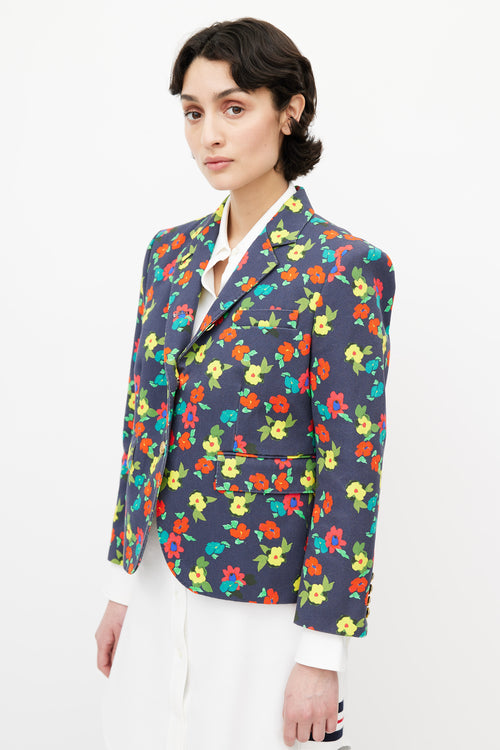 Thom Browne Navy 
Multi Floral  Blazer