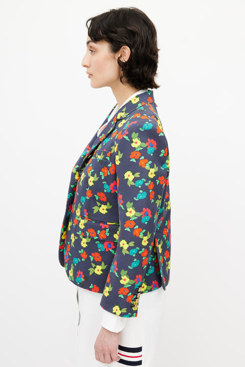 Thom Browne Navy 
Multi Floral  Blazer