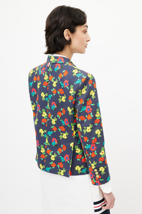 Thom Browne Navy 
Multi Floral  Blazer