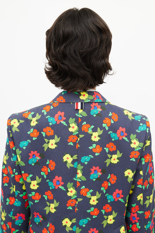 Thom Browne Navy 
Multi Floral  Blazer