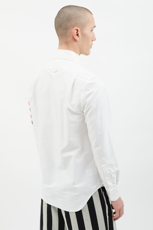 Thom Browne White Full-Zip Oxford  Shirt