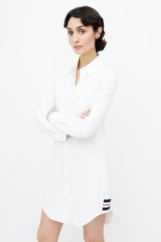 Thom Browne White Pique Cotton Shirt Dress