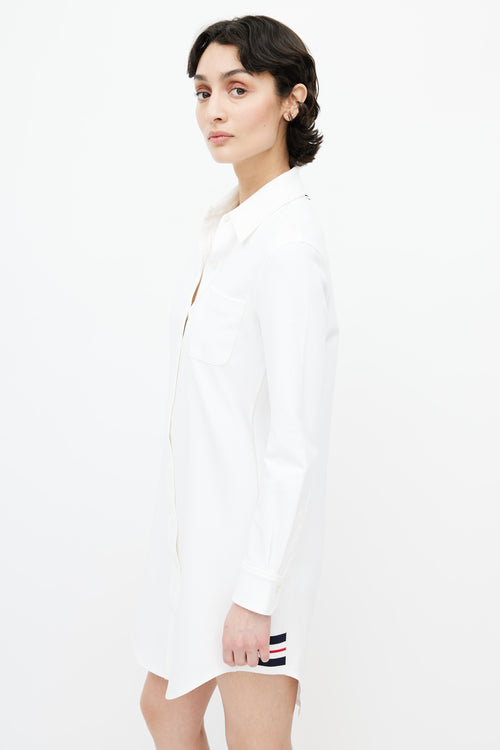 Thom Browne White Pique Cotton Shirt Dress