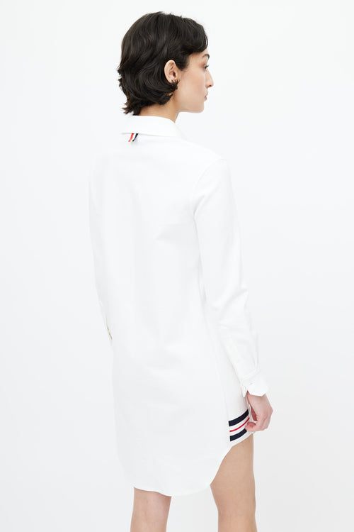 Thom Browne White Pique Cotton Shirt Dress