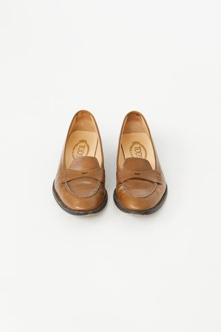 Tod
s Brown Almond Toe  Penny Loafer