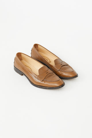 Tod
s Brown Almond Toe  Penny Loafer