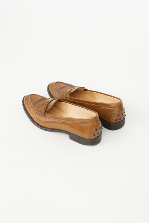 Tod
s Brown Almond Toe  Penny Loafer