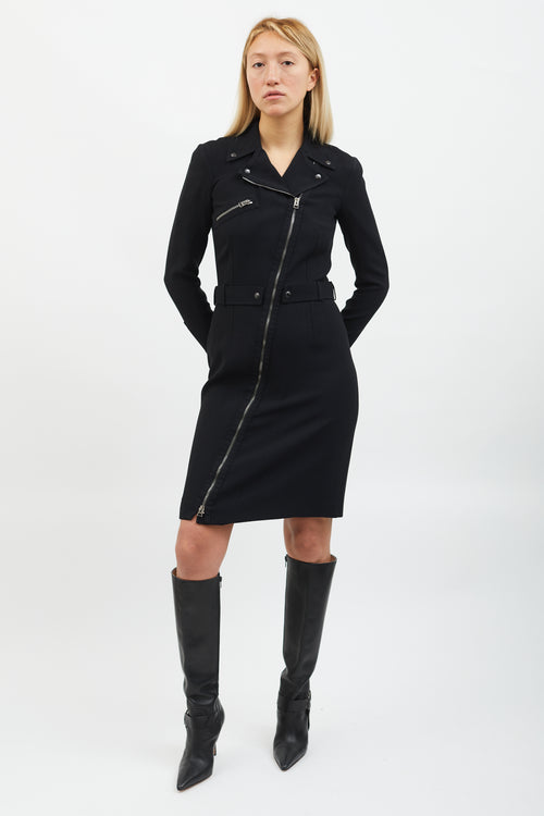 Tom Ford Black Zippered Moto Jacket Dress