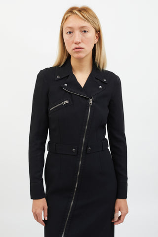 Tom Ford Black Zippered Moto Jacket Dress