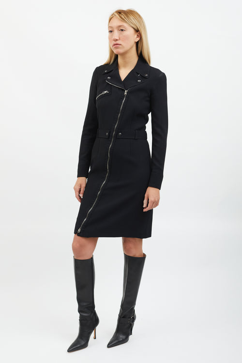 Tom Ford Black Zippered Moto Jacket Dress