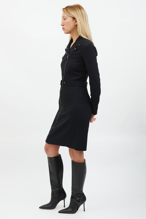 Tom Ford Black Zippered Moto Jacket Dress