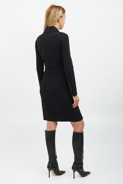 Tom Ford Black Zippered Moto Jacket Dress