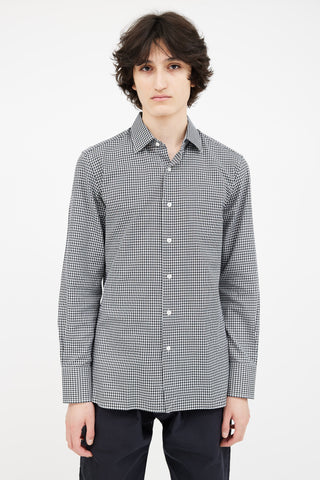 Tom Ford Black 
White Cotton Gingham Shirt