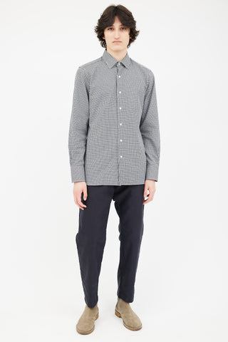 Tom Ford Black 
White Cotton Gingham Shirt