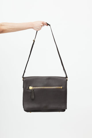 Tom Ford Dark Brown Leather Shoulder Bag