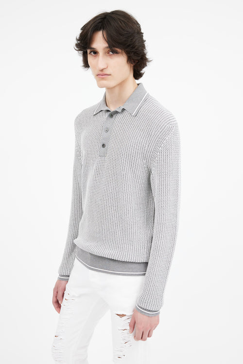 Tom Ford Grey 
White Silk Blend Sweater