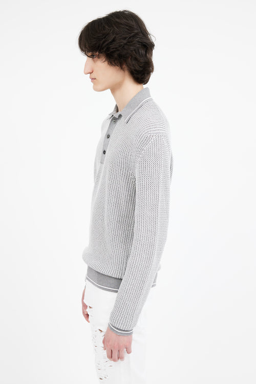 Tom Ford Grey 
White Silk Blend Sweater