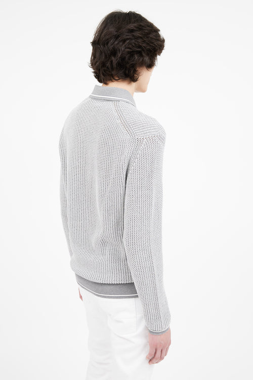 Tom Ford Grey 
White Silk Blend Sweater