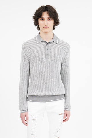 Tom Ford Grey 
White Silk Blend Sweater